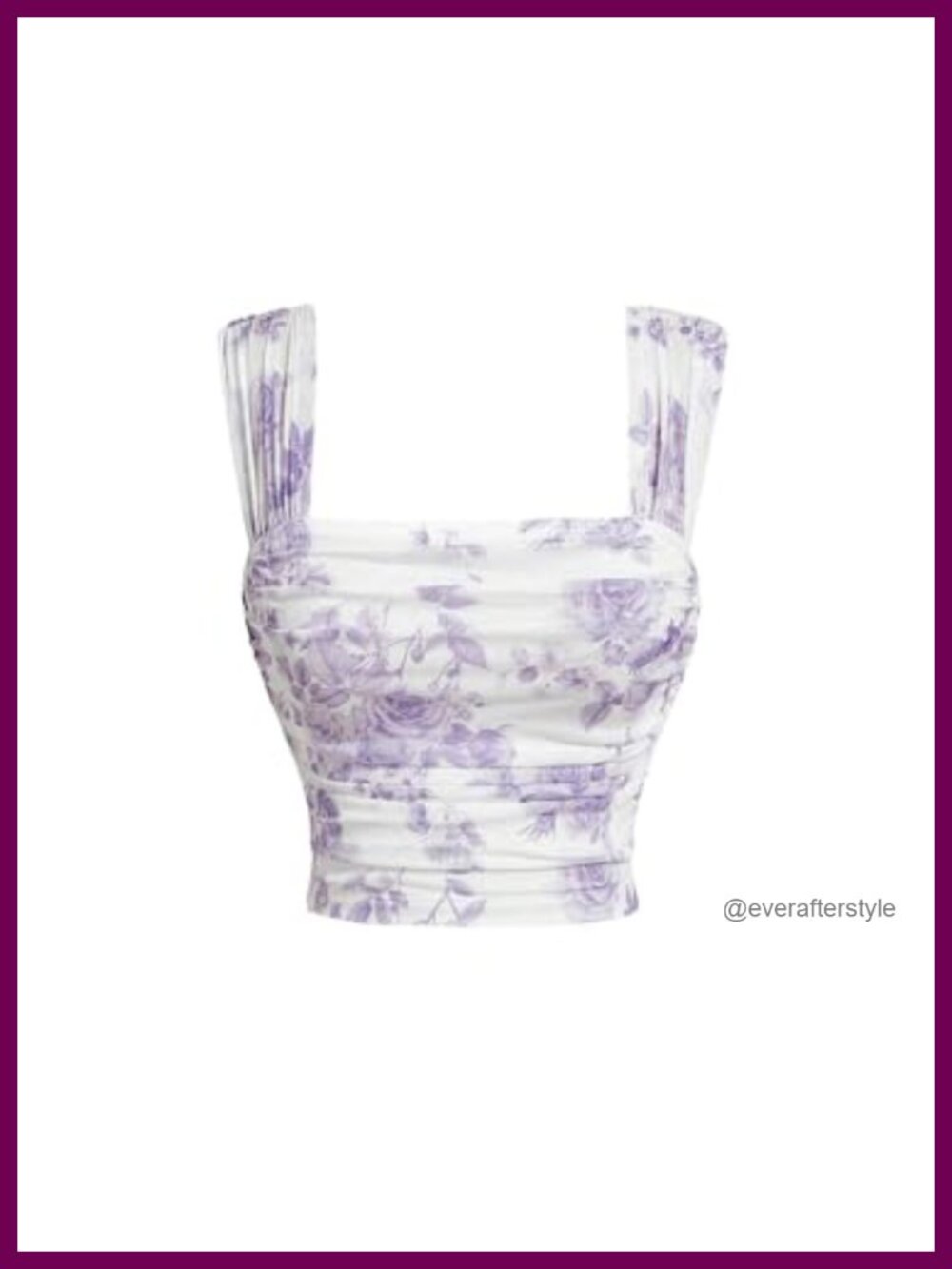 Mesh Floral Square Neck Ruched Boho Tank Top